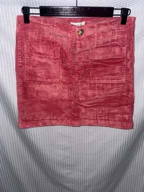 Jolt Pink Corduroy Button Front Mini Skirt Size 5 / 27W